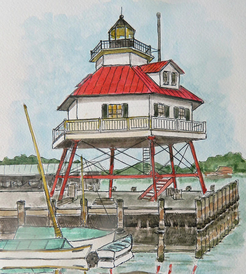 Drum Point Lighthouse Painting by Robert Holewinski