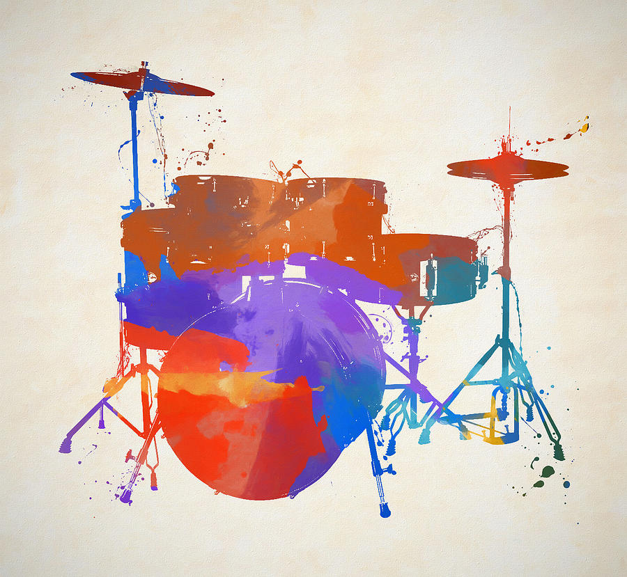 Drum Set Color Splash Painting Painting by Dan Sproul