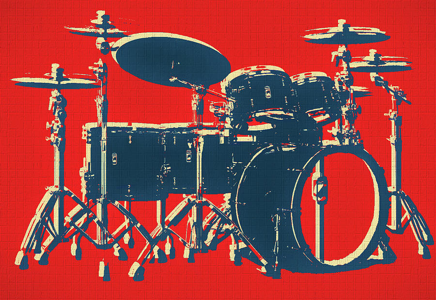 Drum Mixed Media - Drum Set Pop Art by Dan Sproul