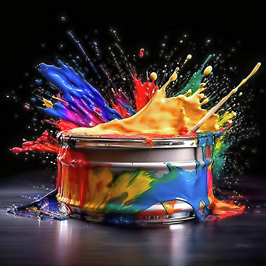 Drum Sounds In The Cascades of Colors Digital Art by Lena Owens - OLena Art Vibrant Palette Knife and Graphic Design
