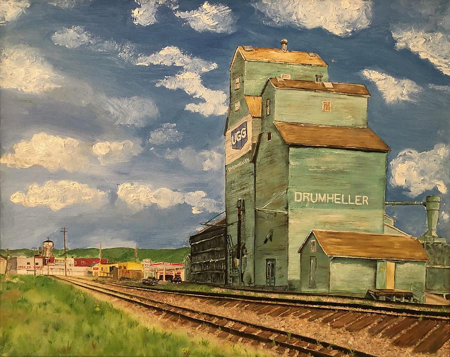 Drumheller Alberta Grain Elevator Painting by Mandy Noble Fine Art