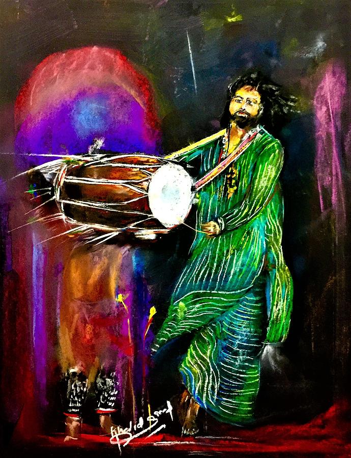Drum Pastel - Drummer by Khalid Saeed
