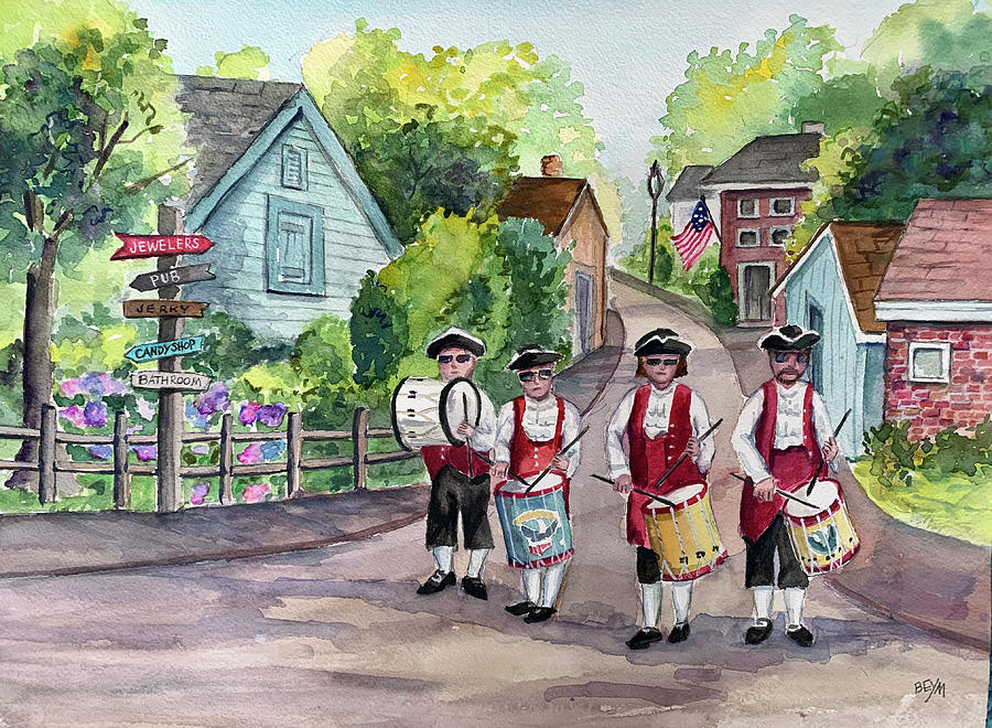 Drummers on the Greene Painting by Clara Sue Beym Drummers on the Greene Painting by Clara Sue Beym