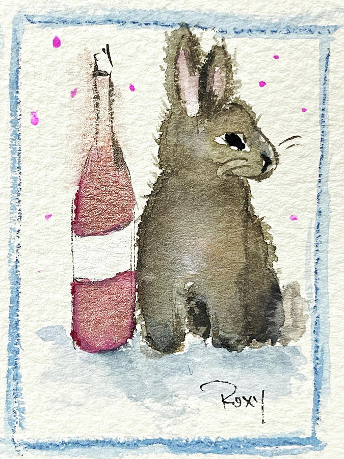 Drunk Bunny 1 Painting by Roxy Rich
