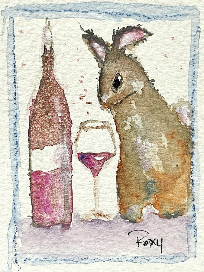 Drunk Bunny Painting by Roxy Rich