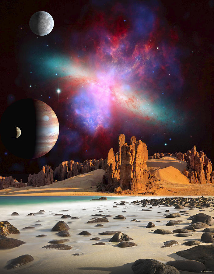 Dry Planet with Inland Sea and Beach Digital Art by Anthony Garufi ...