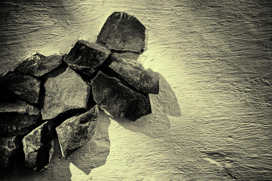Dry Stone Wall in Vintage Sepia Photograph by John Williams