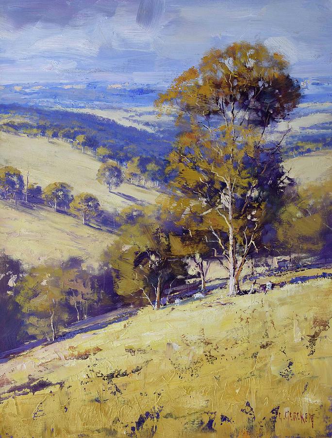 Tree Painting - Dry Summer Landscape  by Graham Gercken