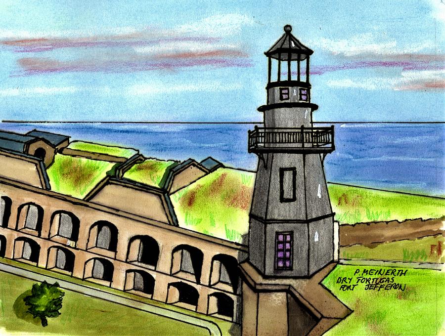 Dry Tortugas Lighthouse Drawing by Paul Meinerth