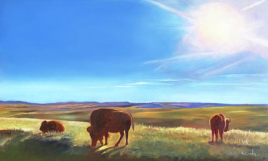 Bison Serenity Painting by Karen Cade