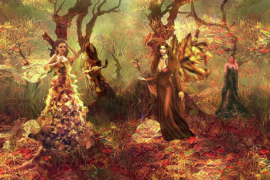 Dryads in Autumn Digital Art by Lisa Yount