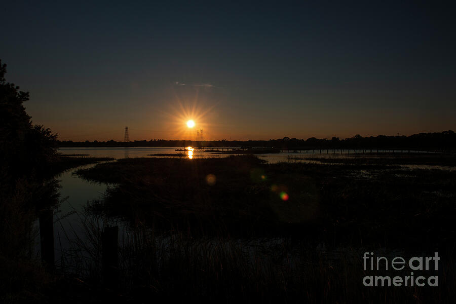 Starburst Sunset Over The Wando River Photograph