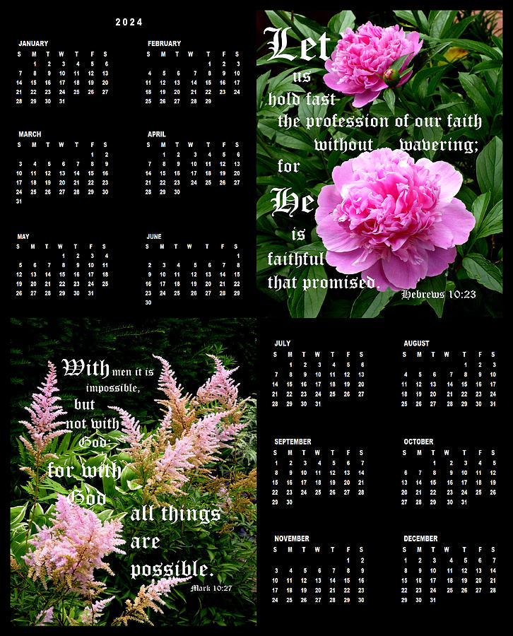 Dual Floral, Hebrews, Mark, 2024 Calendar Single Page Photograph by Mike McBrayer
