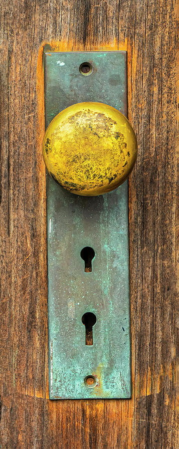 Dual Keyholes And Weathered Doorknob Photograph by Gary Slawsky