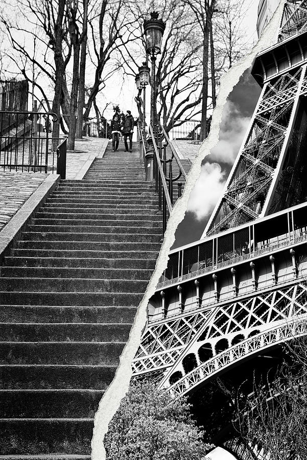 Dual Torn Collection - Montmartre Staircase Mixed Media by Philippe HUGONNARD