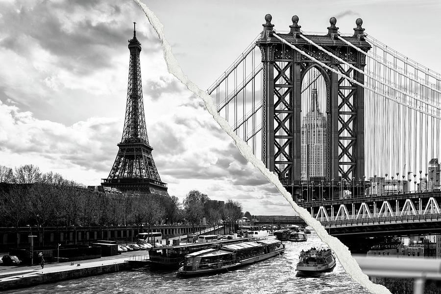 Dual Torn Collection - Paris New York BW Photograph by Philippe HUGONNARD