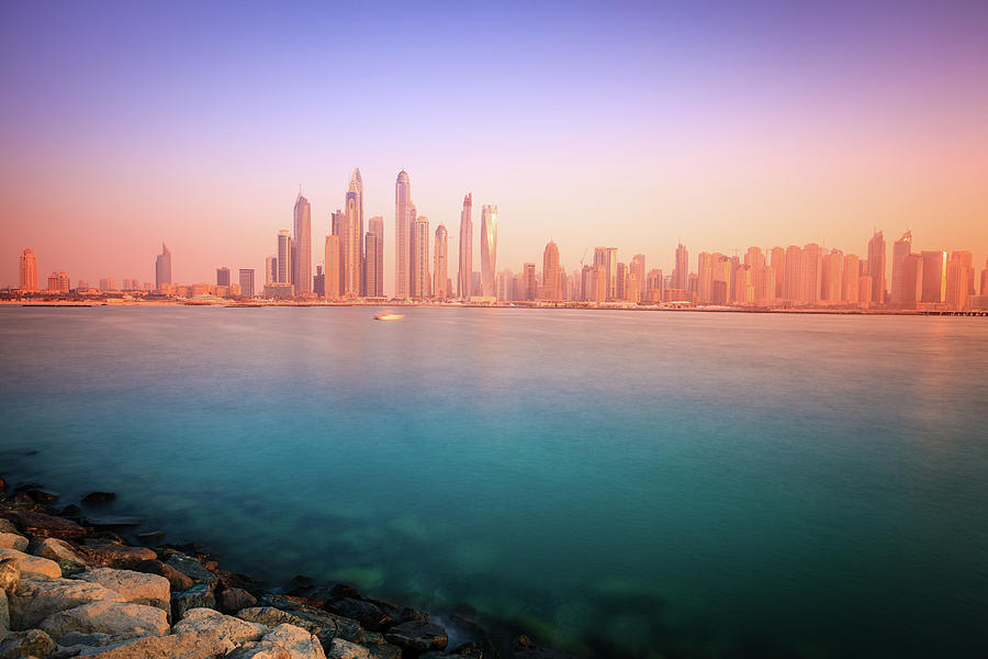 Dubai Marina at sunset Photograph by Alexey Stiop