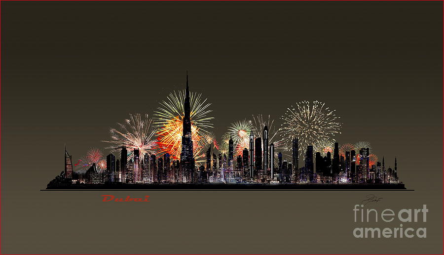 Dubai Skyline Digital Art by Jerzy Czyz Pixels