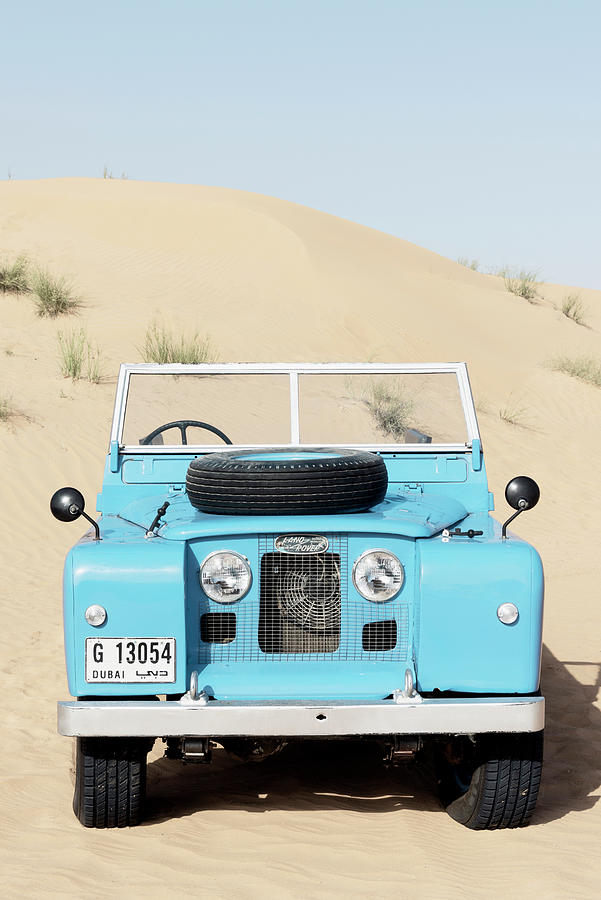 Dubai UAE - Blue Vintage Land Rover Photograph by Philippe HUGONNARD
