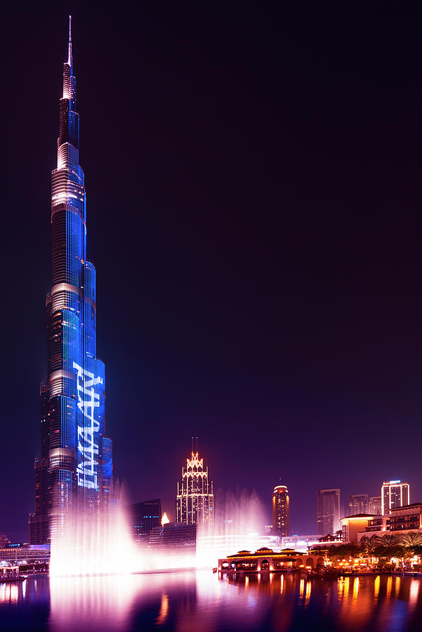 Dubai UAE - Burj Khalifa by Night Photograph by Philippe HUGONNARD
