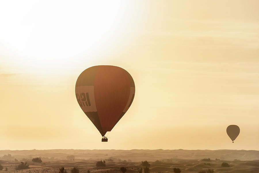 Dubai UAE - Hot Air Balloons Sunrise Photograph by Philippe HUGONNARD