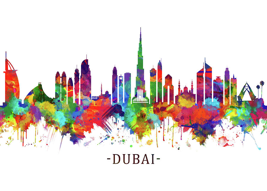 Dubai UAE Skyline Mixed Media by NextWay Art | Fine Art America