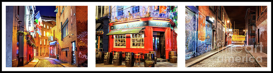 Dublin at Night Triptych Photograph by John Rizzuto