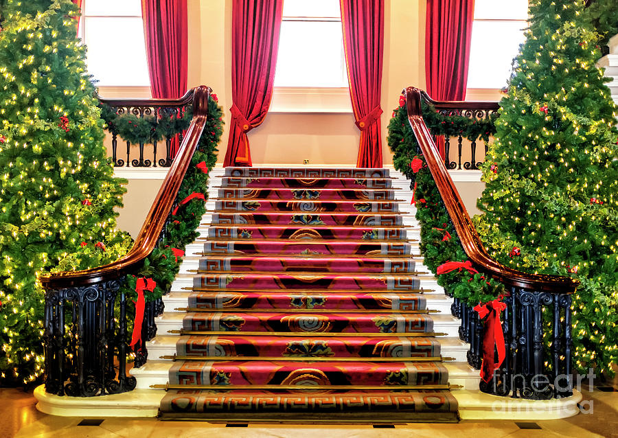 Dublin Castle Grand Staircase during Christmas in Ireland Photograph by John Rizzuto