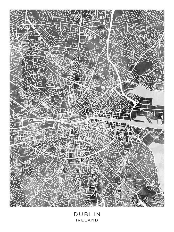 Dublin Ireland City Map #18 Digital Art by Michael Tompsett - Fine Art ...