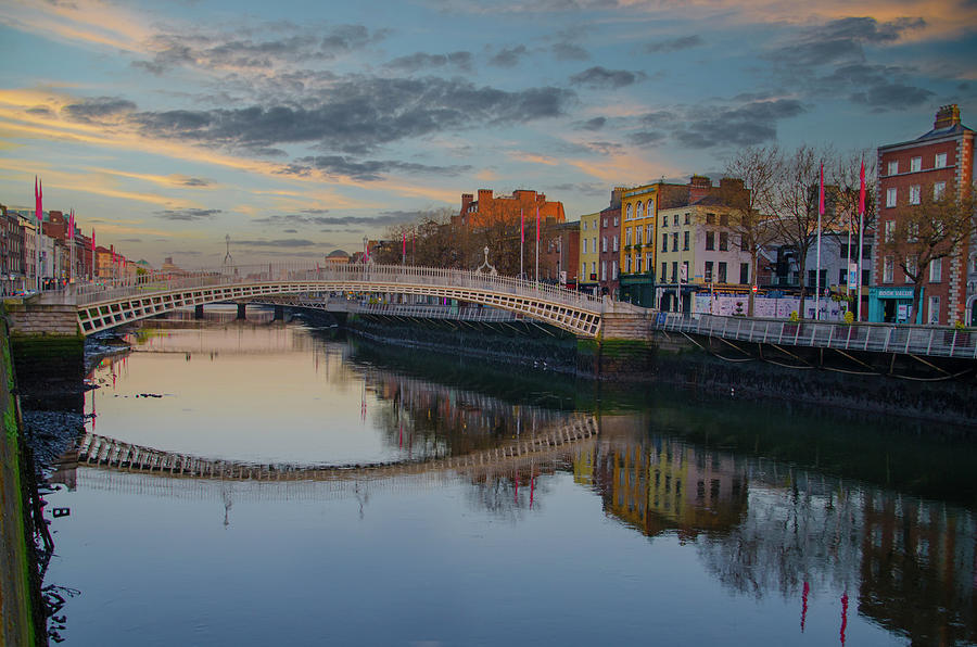Dublin Ireland - River Liffey and the Ha Penny Bridge Photograph by Bill Cannon