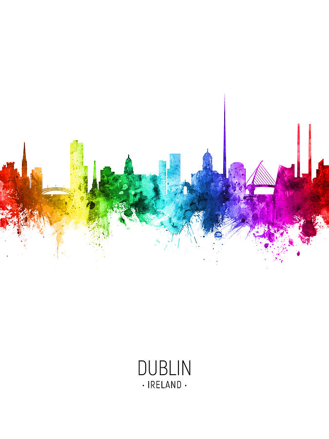 Skyline Digital Art - Dublin Ireland Skyline #06 by Michael Tompsett