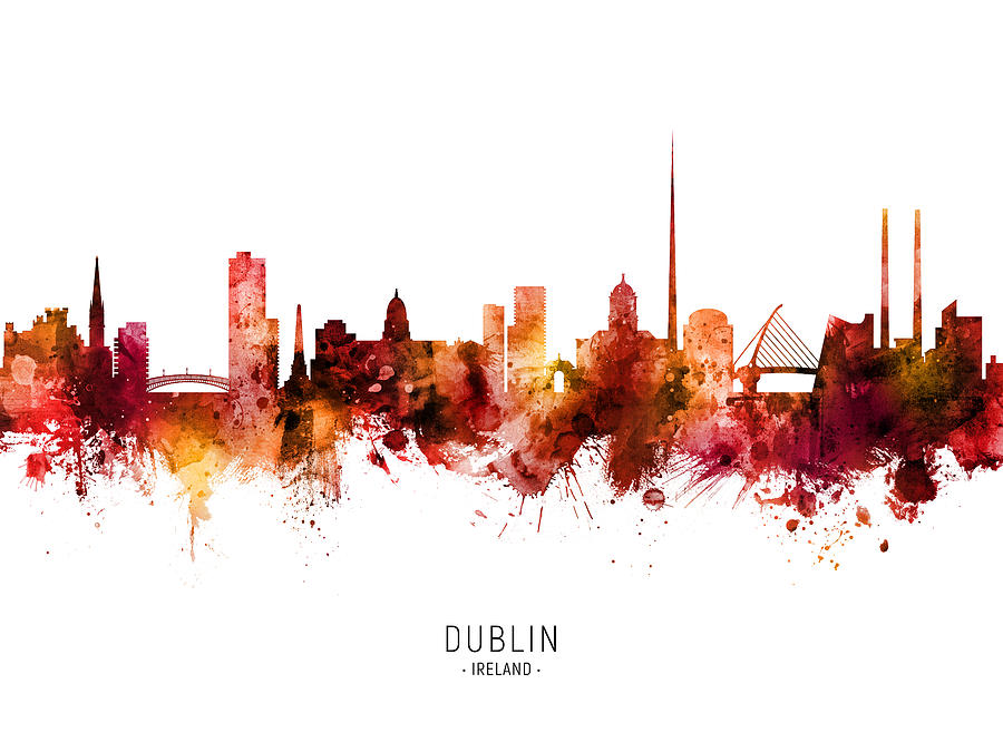 Dublin Ireland Skyline #71 Digital Art by Michael Tompsett