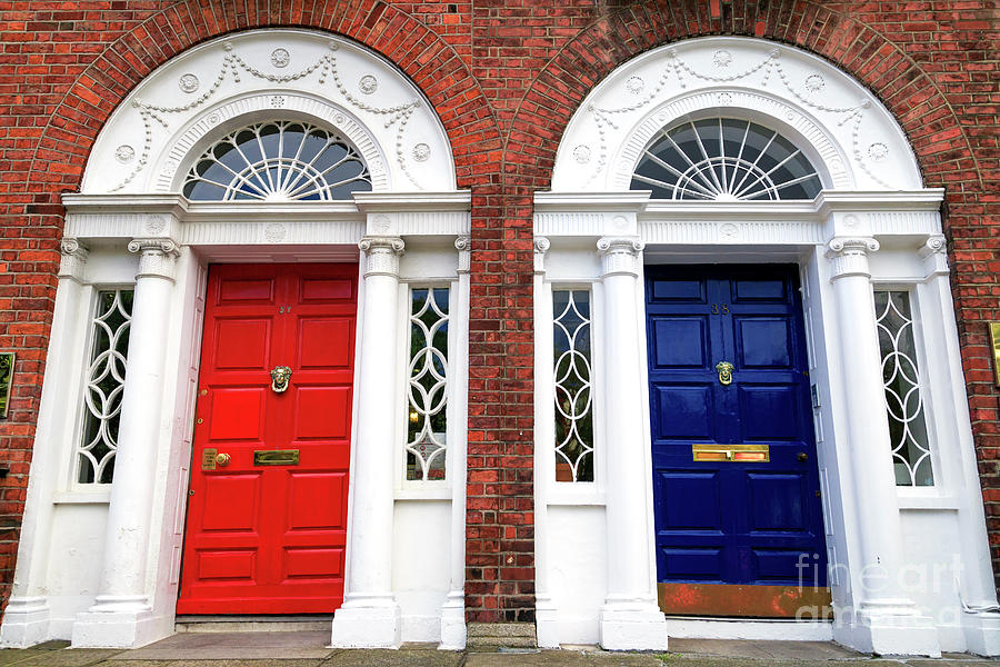 Dublin Red and Blue Doors in Ireland Photograph by John Rizzuto