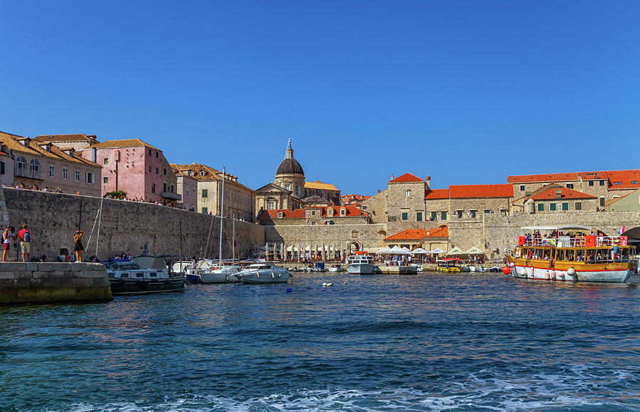 Dubrovnik old city harbor on the Adriatic Sea, South Dalmatia re Photograph by Elenarts - Elena Duvernay photo