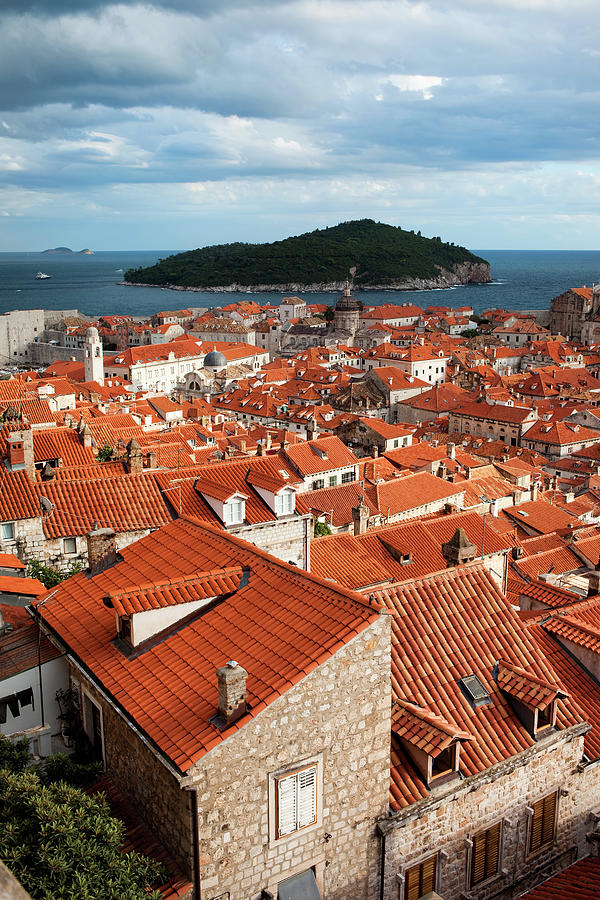 Dubrovnik Old Town Houses And Lokrum Island Photograph by Artur Bogacki