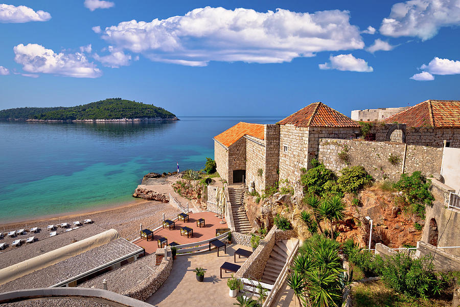 Dubrovnik. View of Lazareti and Banje beach with Lokrum island v Photograph by Brch Photography