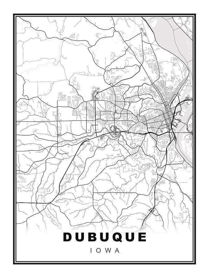 Dubuque Map Digital Art by Ipsita Das Fine Art America
