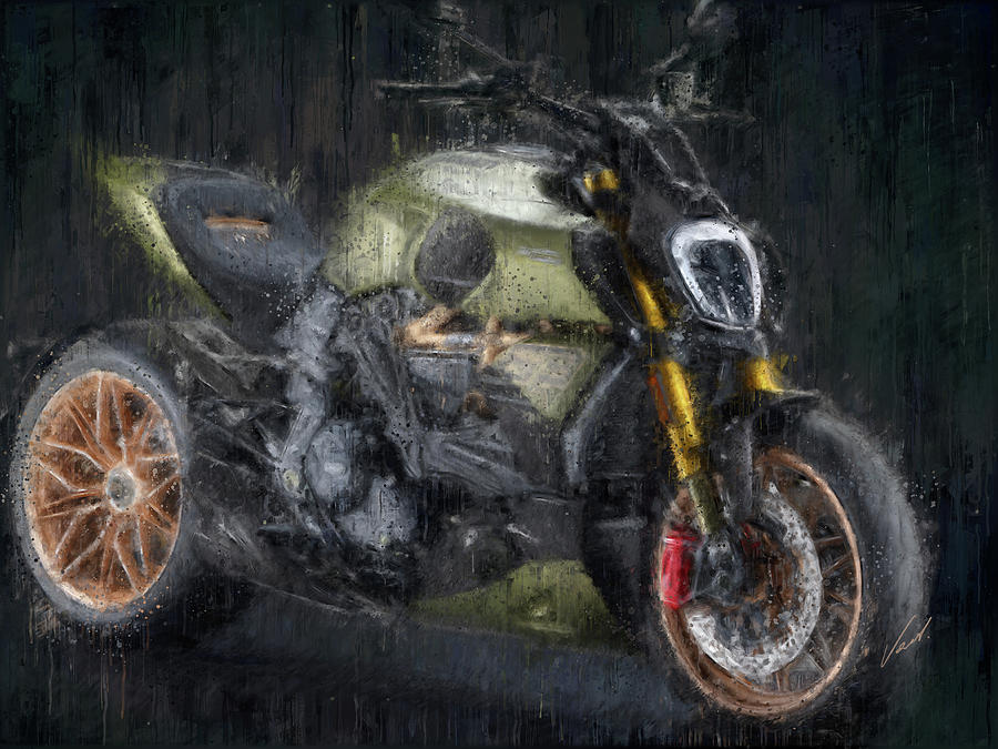 Ducati Diavel 1260 Lamborghini  Motorcycle by Vart Painting by Vart Studio