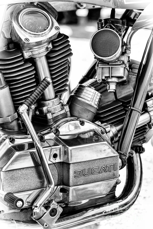 Ducati Mike Hailwood Replica Engine Monochrome Photograph by Tim Gainey