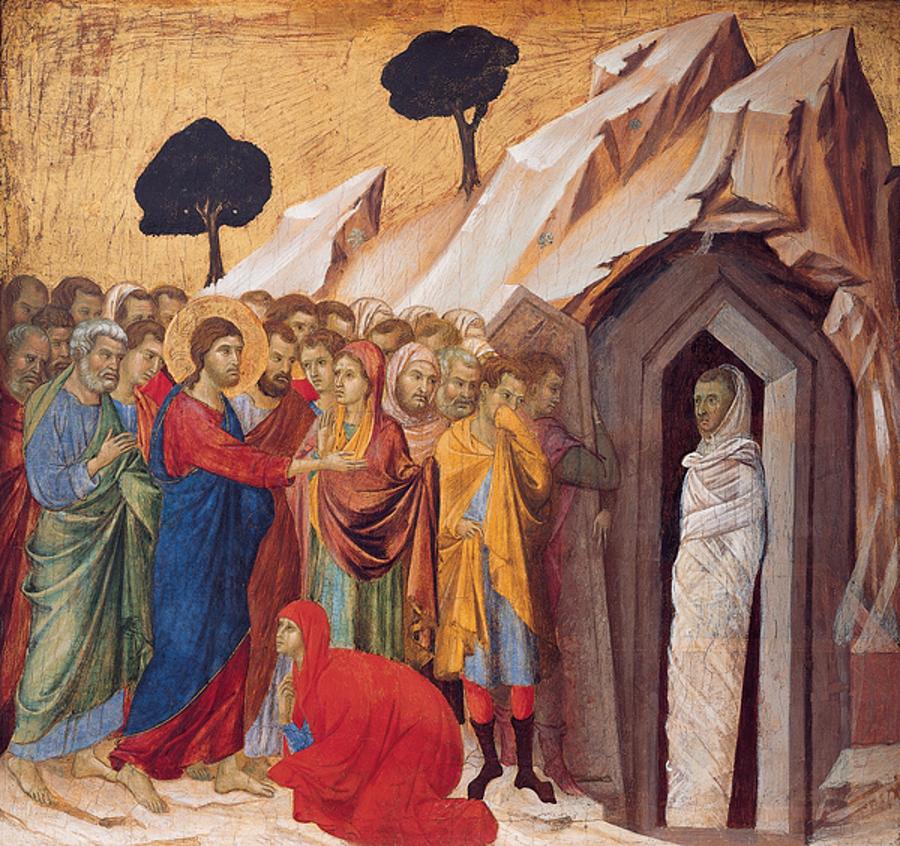 Duccio di Buoninsegna - The Raising of Lazarus Painting by Les Classics