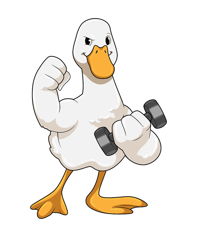Duck at Bodybuilding with Dumbbell Painting by Markus Schnabel - Fine ...
