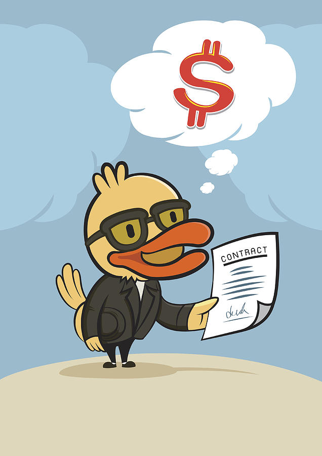 Duck Businessman Think For Dollar Money Drawing by KeeeVector