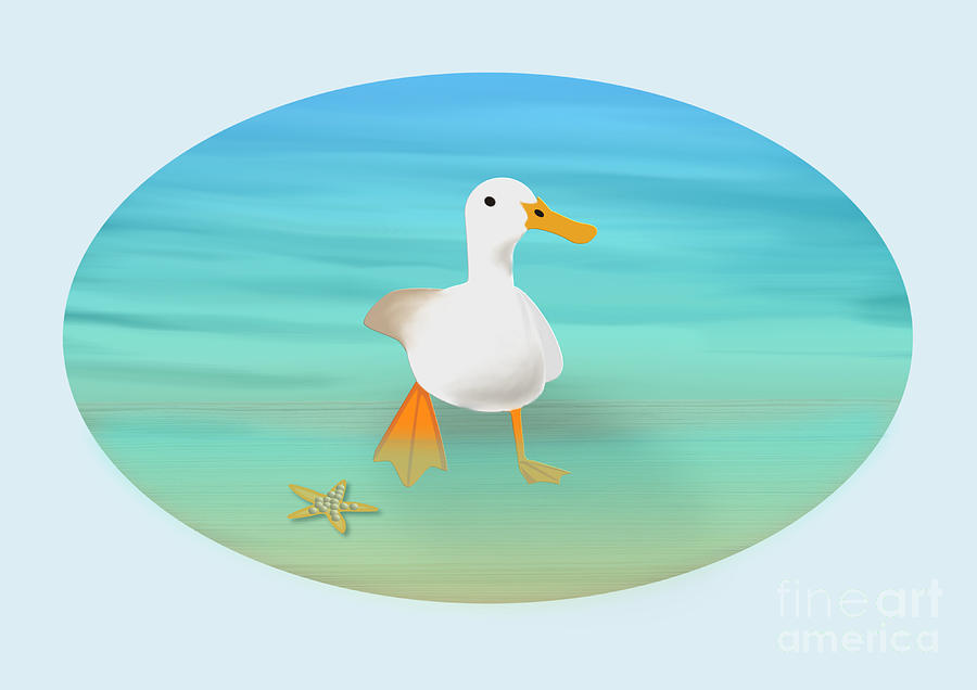Duck Paddling in the Summertime Digital Art by Barefoot Bodeez Art