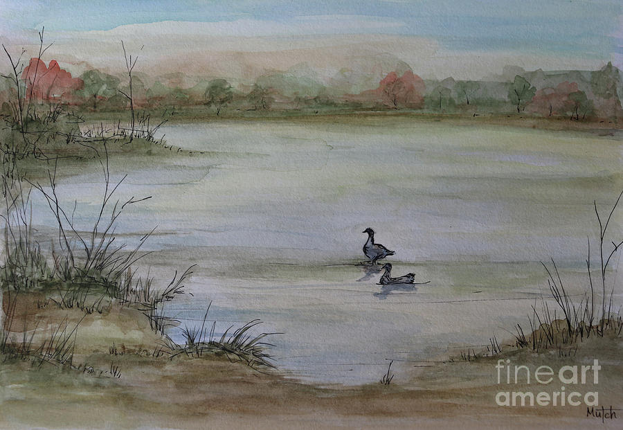 Duck pond Painting by Lisa Mutch