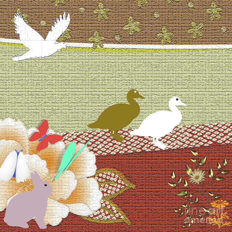 Duck Strolling And Friends Kitchen Art Digital Art by Donna Brown