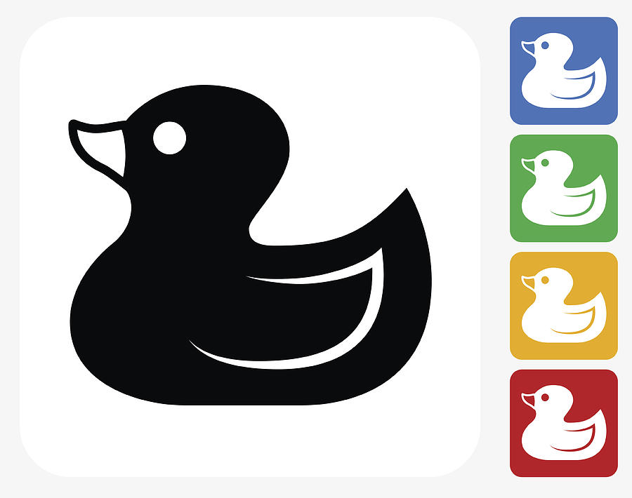 Duck Toy Icon Flat Graphic Design Drawing by Bubaone