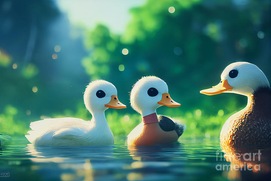 Ducks at Dawn Digital Art by Eva Sawyer