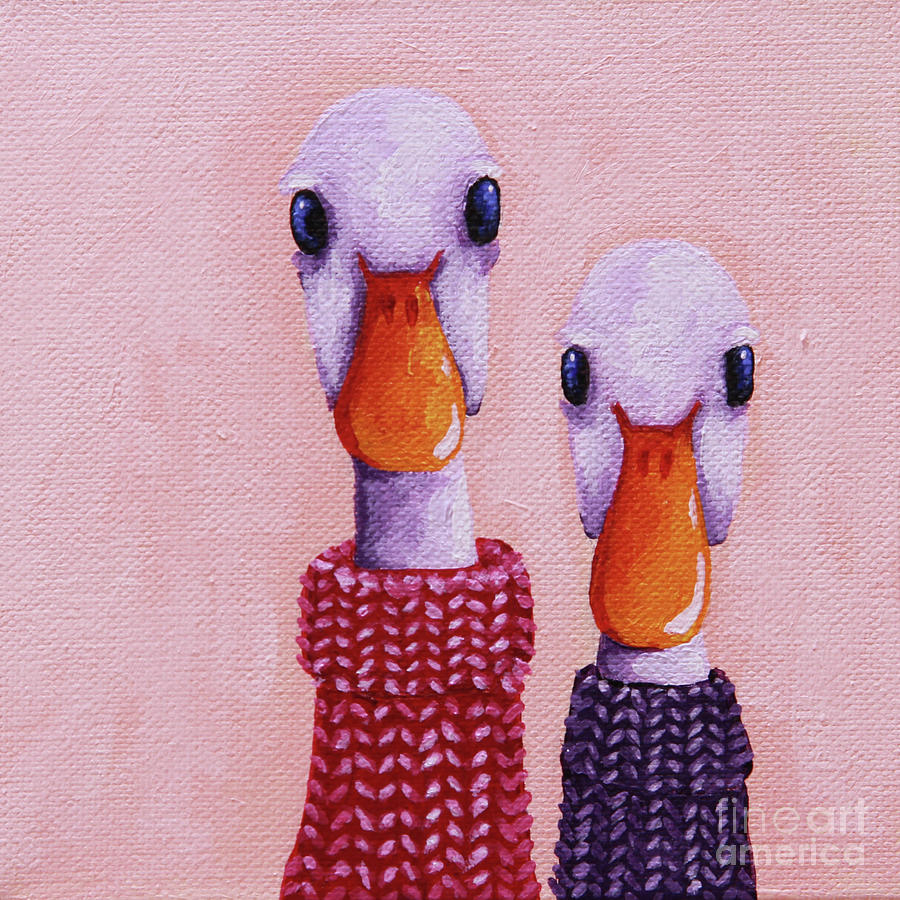 Ducks in Jumpers Painting by Lucia Stewart