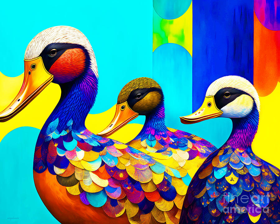 Ducks Of A Feather Quack Together 20230117e Mixed Media by Wingsdomain Art and Photography