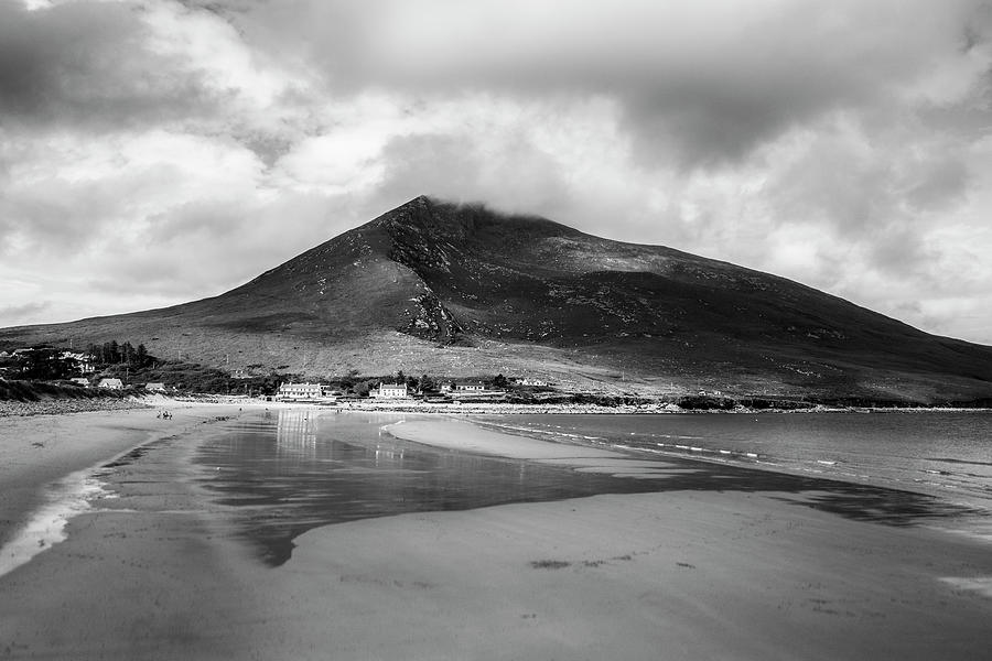 Beach Photograph - Dugort Beach, Achill Island, Wild Atlantic Way, Atlantic Ocean, Co Mayo, Irish Black and white photo by Mark Fitzsimons